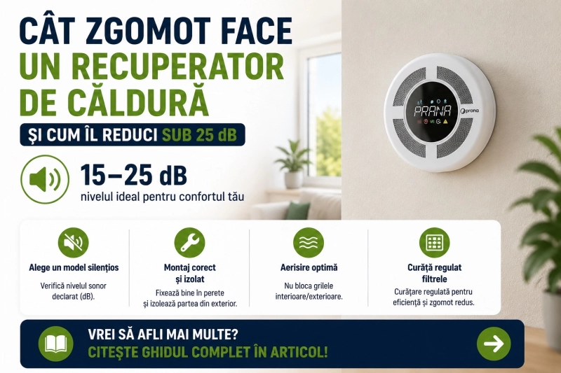 Cât zgomot face un recuperator de căldură și cum îl reduci sub 25 dB
