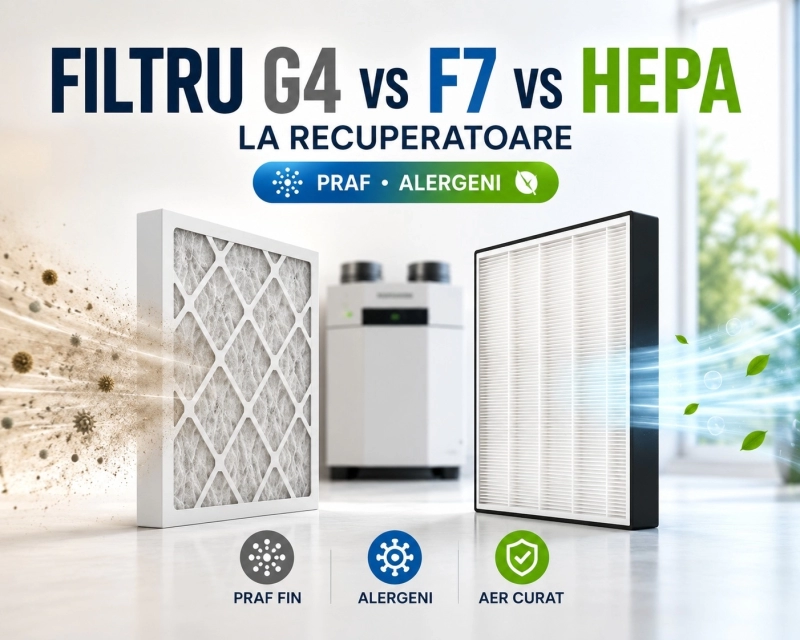 Filtru G4 vs F7 vs HEPA la recuperatoare – care te protejează de praf și alergeni