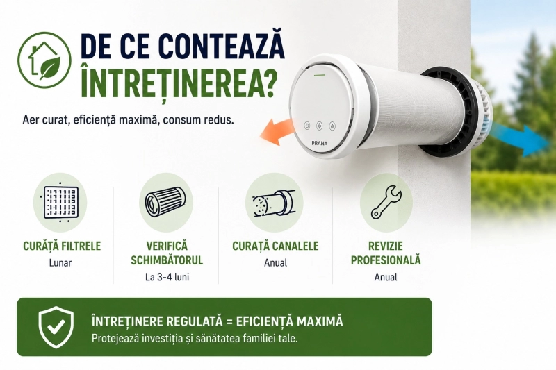 intretinerea recuperatorului de caldura – ce trebuie sa faci lunar si anual