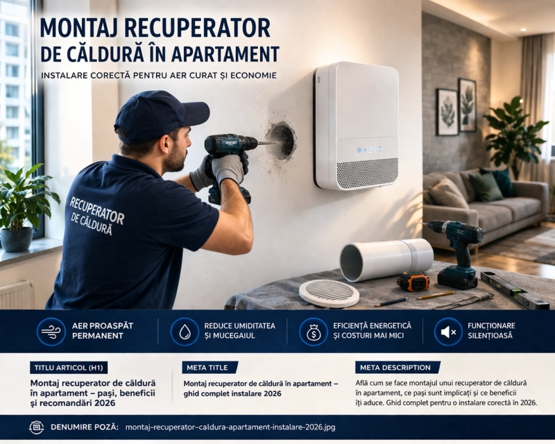 Montaj recuperator de căldură în apartament