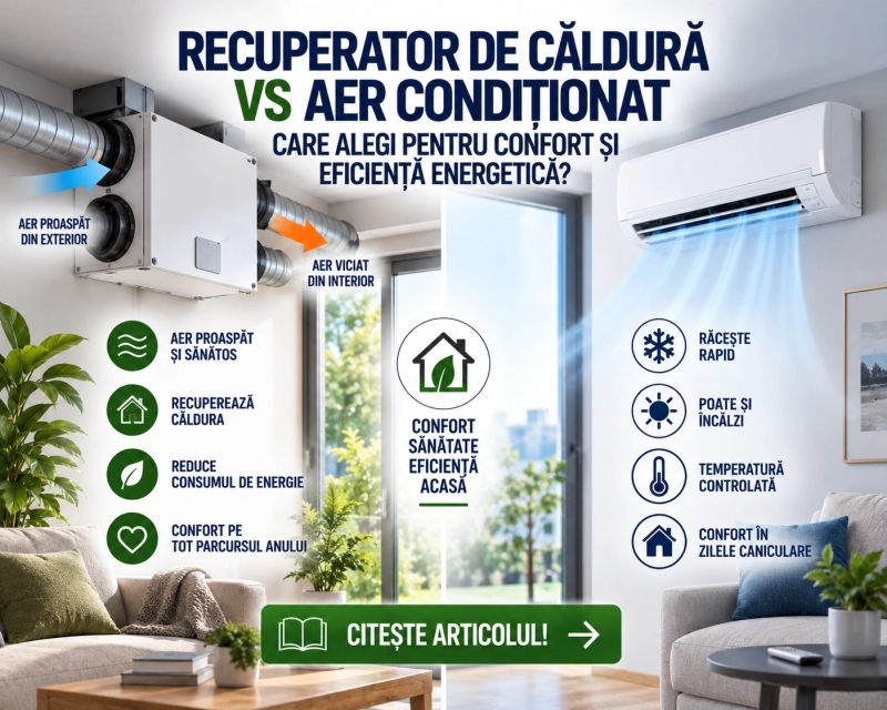 Recuperator de caldura vs aer conditionat: diferente si cum alegi corect