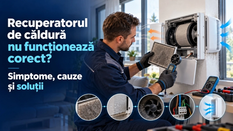 Recuperatorul de caldura nu functioneaza corect? Simptome, cauze si solutii